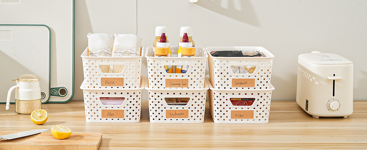10 Pack Small Plastic Storage Bins with Lids, Stackable Plastic Storage Baskets for Organizing with Handles, Organizer Bins with Labels for Room, Craft, Containers for Pantry Organizers and Storage detail 2