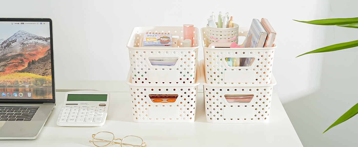 10 Pack Small Plastic Storage Bins with Lids, Stackable Plastic Storage Baskets for Organizing with Handles, Organizer Bins with Labels for Room, Craft, Containers for Pantry Organizers and Storage detail 3