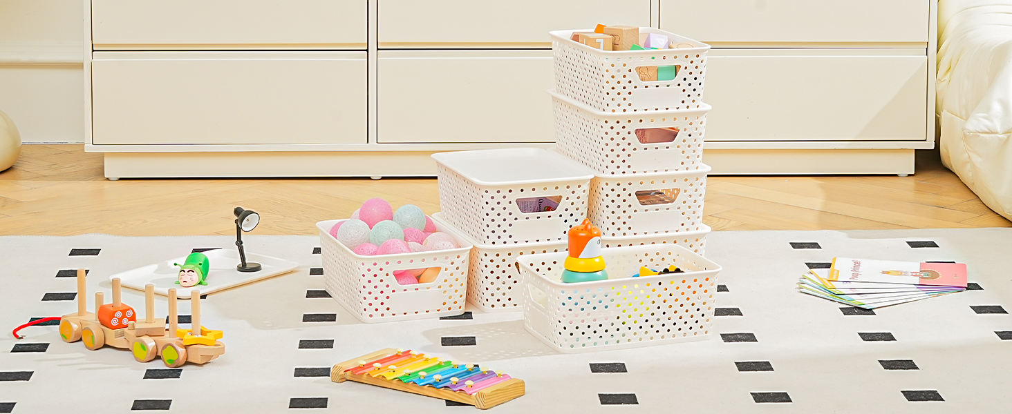 10 Pack Small Plastic Storage Bins with Lids, Stackable Plastic Storage Baskets for Organizing with Handles, Organizer Bins with Labels for Room, Craft, Containers for Pantry Organizers and Storage detail 5