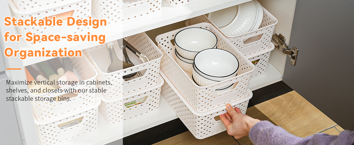 10 Pack Small Plastic Storage Bins with Lids, Stackable Plastic Storage Baskets for Organizing with Handles, Organizer Bins with Labels for Room, Craft, Containers for Pantry Organizers and Storage detail 7