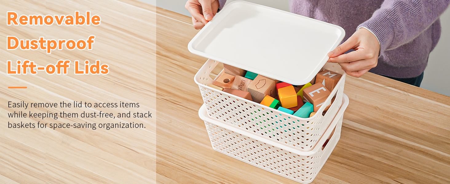 10 Pack Small Plastic Storage Bins with Lids, Stackable Plastic Storage Baskets for Organizing with Handles, Organizer Bins with Labels for Room, Craft, Containers for Pantry Organizers and Storage detail 8