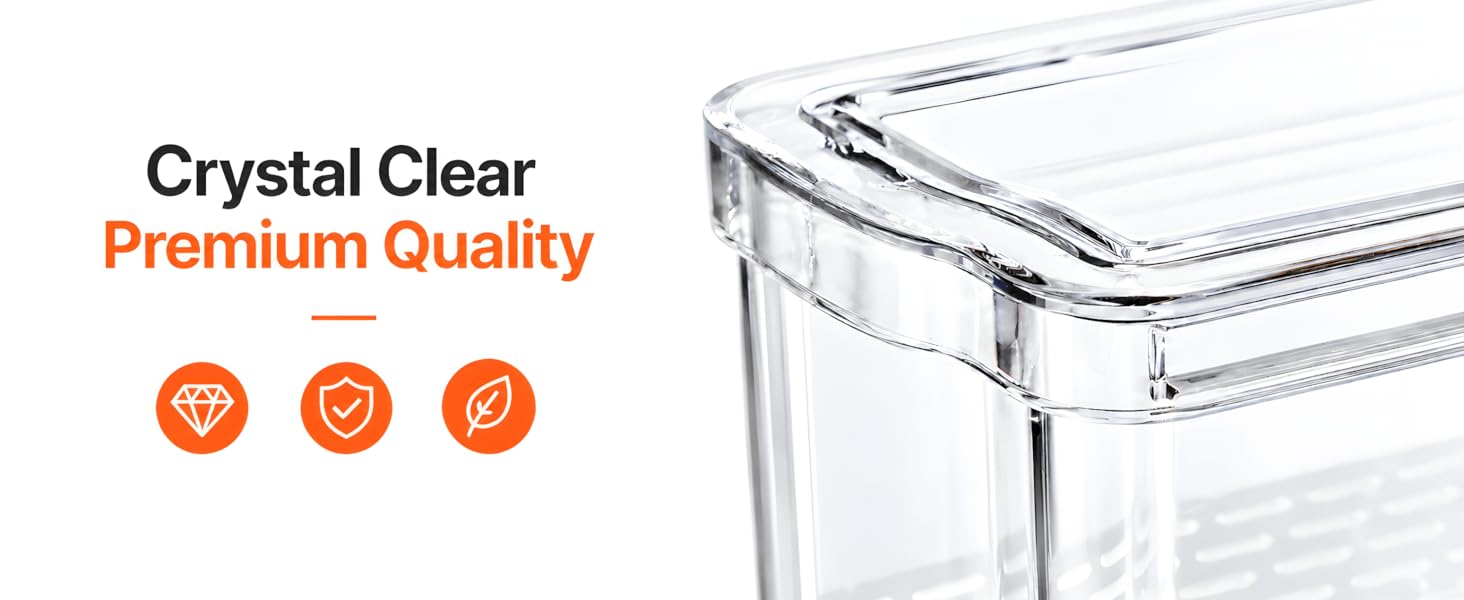 8 Pack Refrigerator Organizers, Clear Pull-out Drawer Container and Organizer Bins with Lids, Stackable Storage Containers for Fruits, Vegetable (Set of 8 (Include Pull Out Drawer)) detail 3