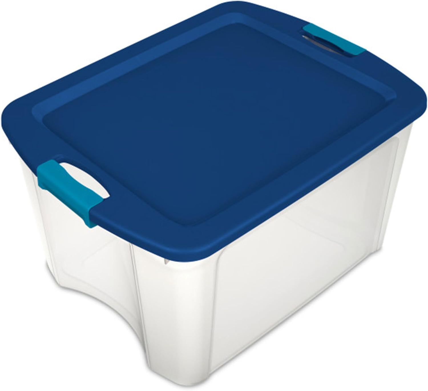 Sterilite 18 Gal Latch and Carry, Stackable Storage Bin with Latching Lid, Plastic Container to Organize Closets, Clear with Blue, 6-Pack detail 10