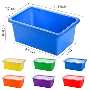 Nicunom 6 Pack Small Cubby Bins Storage Bins with Lids, 5 Qt Plastic Storage Bins Colorful Toy Storage Containers, Stackable Organizer Cubbies for Classroom Home detail 5