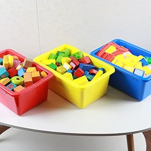 Nicunom 6 Pack Small Cubby Bins Storage Bins with Lids, 5 Qt Plastic Storage Bins Colorful Toy Storage Containers, Stackable Organizer Cubbies for Classroom Home detail 9