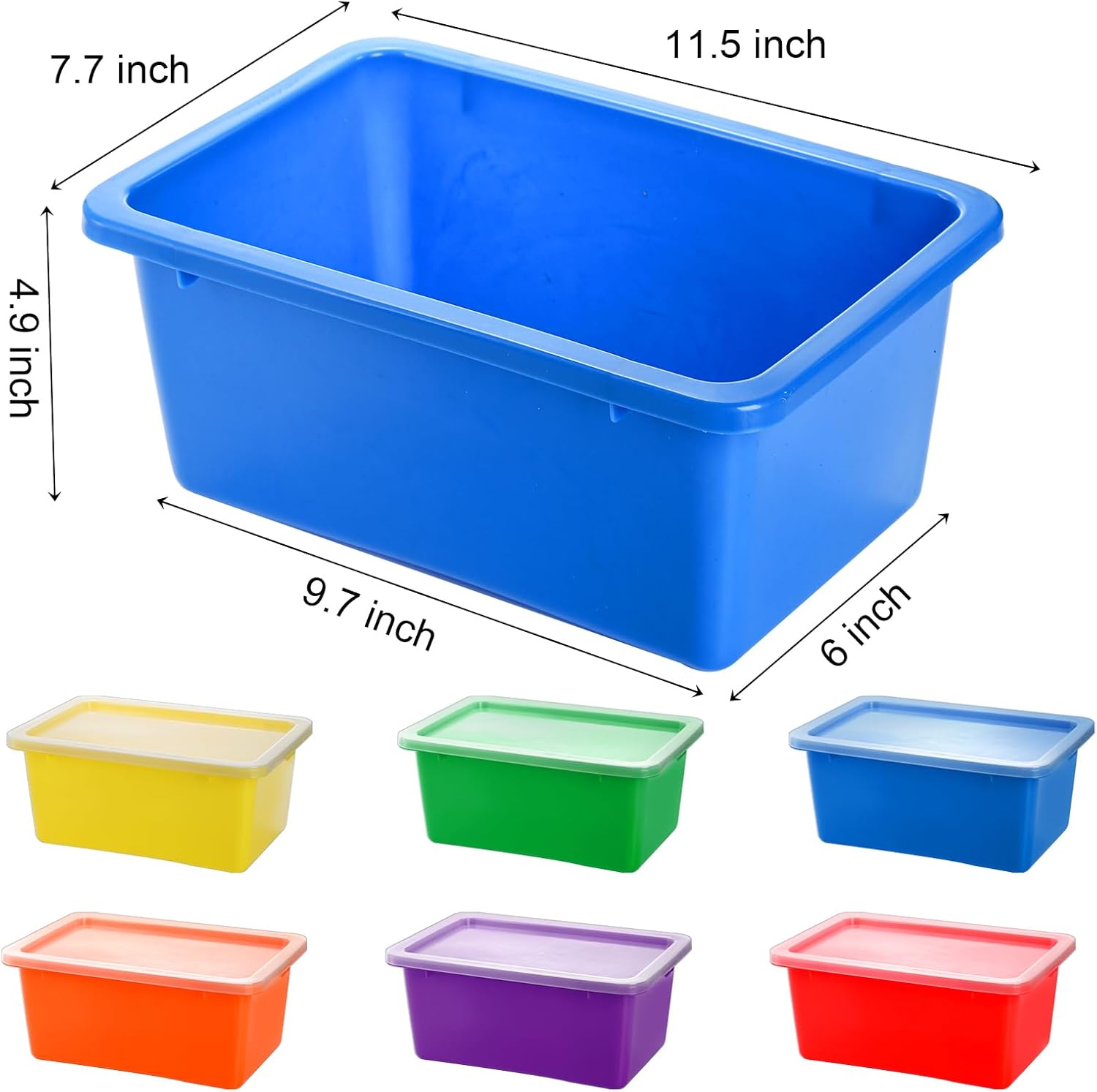Nicunom 6 Pack Small Cubby Bins Storage Bins with Lids, 5 Qt Plastic Storage Bins Colorful Toy Storage Containers, Stackable Organizer Cubbies for Classroom Home detail 12