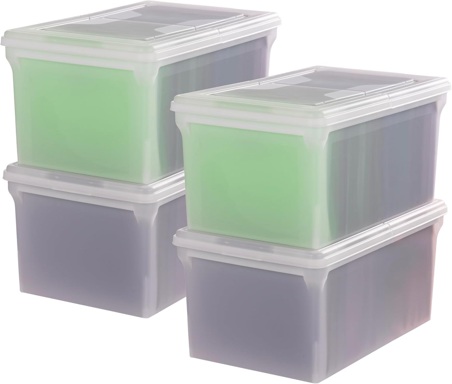 IRIS USA Snap Securing File Box, File Box with Locking Lid, Secure Document Storage Container for Letter/Legal Files, Portable Stackable Filing Organizer with Latches, 4 Pack, Black detail 6