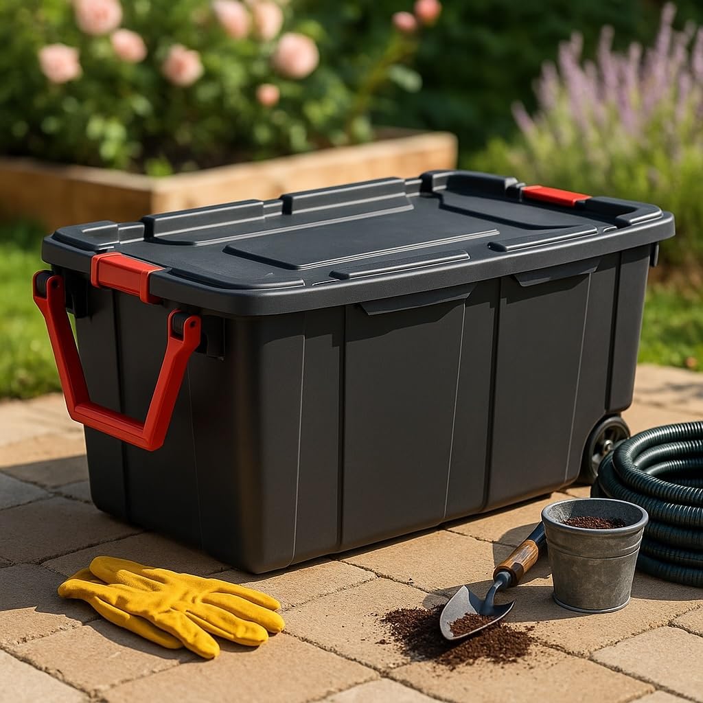 GardenNest Black 16-Pack 40-Gallon Wheeled Storage Bins Storage Box with Latching Lids, Heavy-Duty Plastic Totes with Ergonomic Handles for Camping Gear, Sports Equipment, Tools & Workshop Storage detail 2