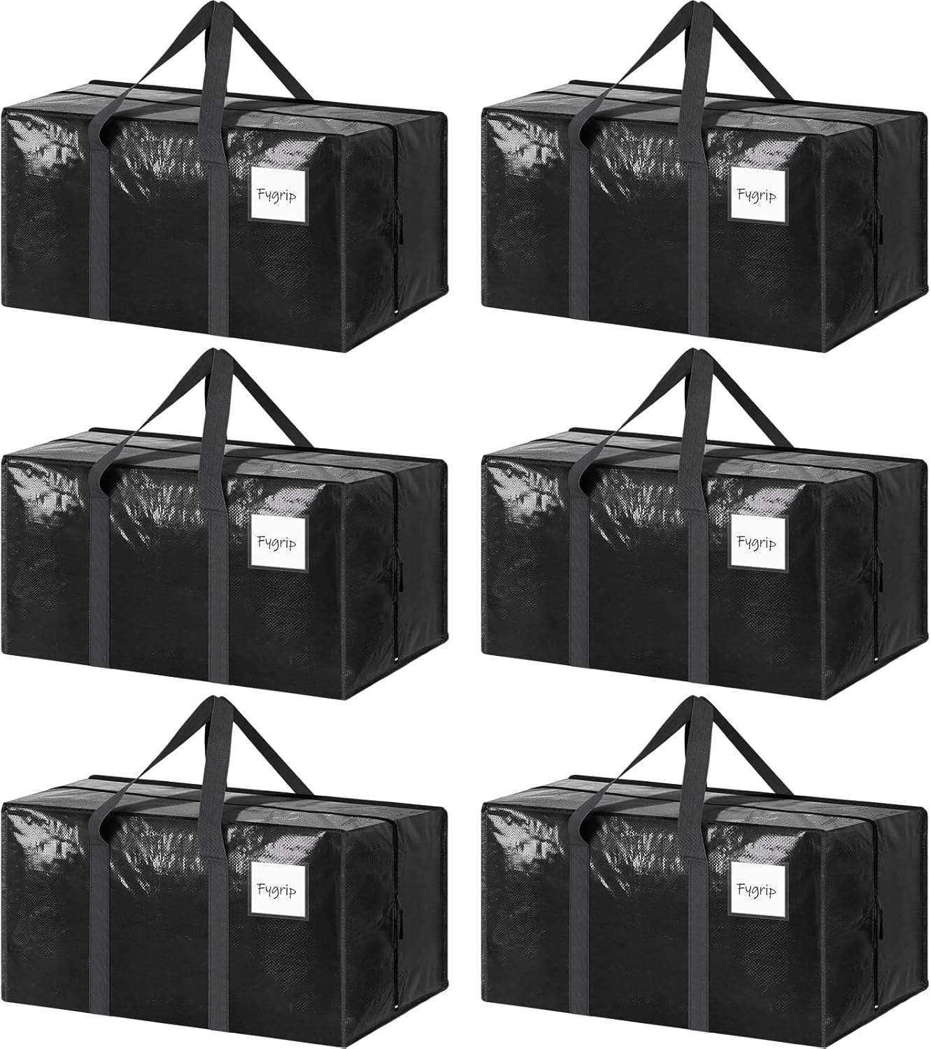6 Pack Extra Heavy Duty Large Moving Bags with Strong Zipper & Comfortable Handles, Sturdy & Durable Clothes Storage Bags Totes Bins, Blue Packing Moving Boxes for College Supplies, Dark Blue detail 10