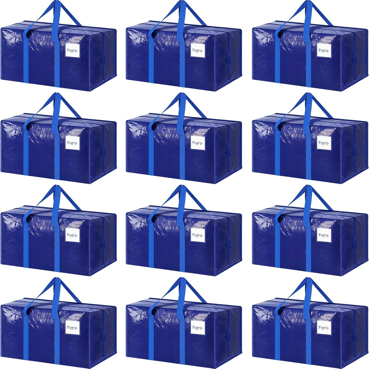6 Pack Extra Heavy Duty Large Moving Bags with Strong Zipper & Comfortable Handles, Sturdy & Durable Clothes Storage Bags Totes Bins, Blue Packing Moving Boxes for College Supplies, Dark Blue detail 13