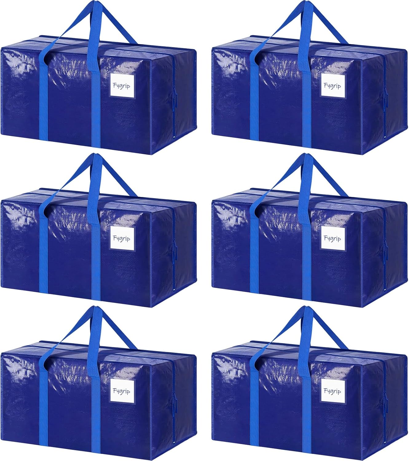 6 Pack Extra Heavy Duty Large Moving Bags with Strong Zipper & Comfortable Handles, Sturdy & Durable Clothes Storage Bags Totes Bins, Blue Packing Moving Boxes for College Supplies, Dark Blue detail 17