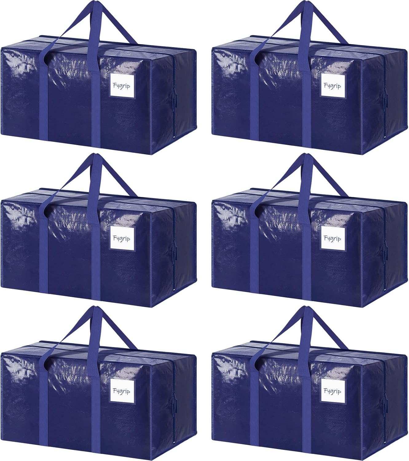 6 Pack Extra Heavy Duty Large Moving Bags with Strong Zipper & Comfortable Handles, Sturdy & Durable Clothes Storage Bags Totes Bins, Blue Packing Moving Boxes for College Supplies, Dark Blue detail 18