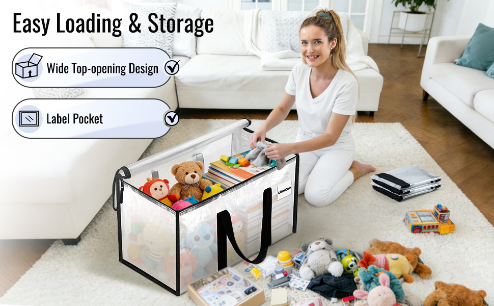 8 Pack Extra Large Heavy Duty Moving Bags, Clear Storage Bins with Lids, Reinforced Handles & Heavy-Duty Zippers Moving Boxes Storage Bags Totes for Clothes Packing, Dorms, College Supplies, Clear detail 4