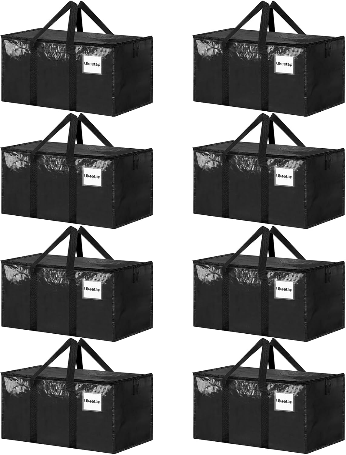 8 Pack Extra Large Heavy Duty Moving Bags, Clear Storage Bins with Lids, Reinforced Handles & Heavy-Duty Zippers Moving Boxes Storage Bags Totes for Clothes Packing, Dorms, College Supplies, Clear detail 8
