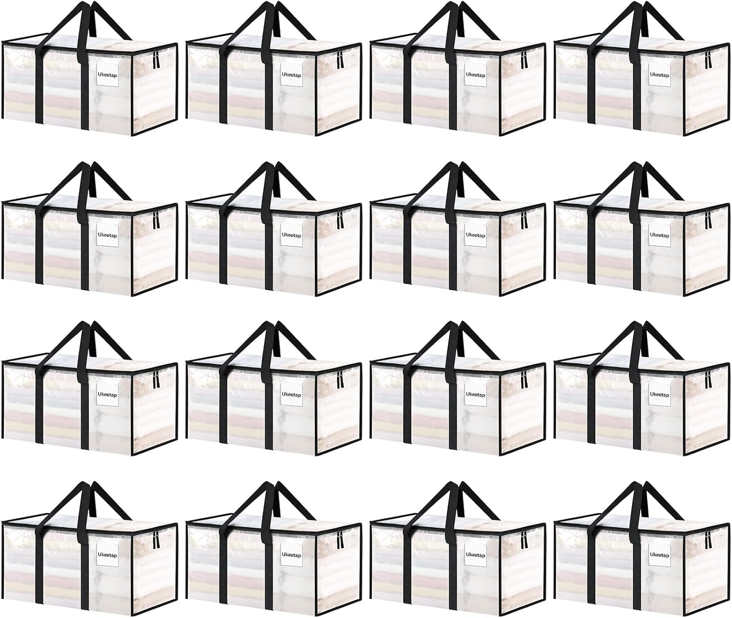 8 Pack Extra Large Heavy Duty Moving Bags, Clear Storage Bins with Lids, Reinforced Handles & Heavy-Duty Zippers Moving Boxes Storage Bags Totes for Clothes Packing, Dorms, College Supplies, Clear detail 14