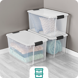 Sterilite 4-Pack Ultra Latching Box - Heavy-Duty Clear Plastic 70 Quart Storage Bins with Latching Lids, Stackable Containers for Closet, Garage, Attic, Basement, Bedroom and Office Organization detail 4
