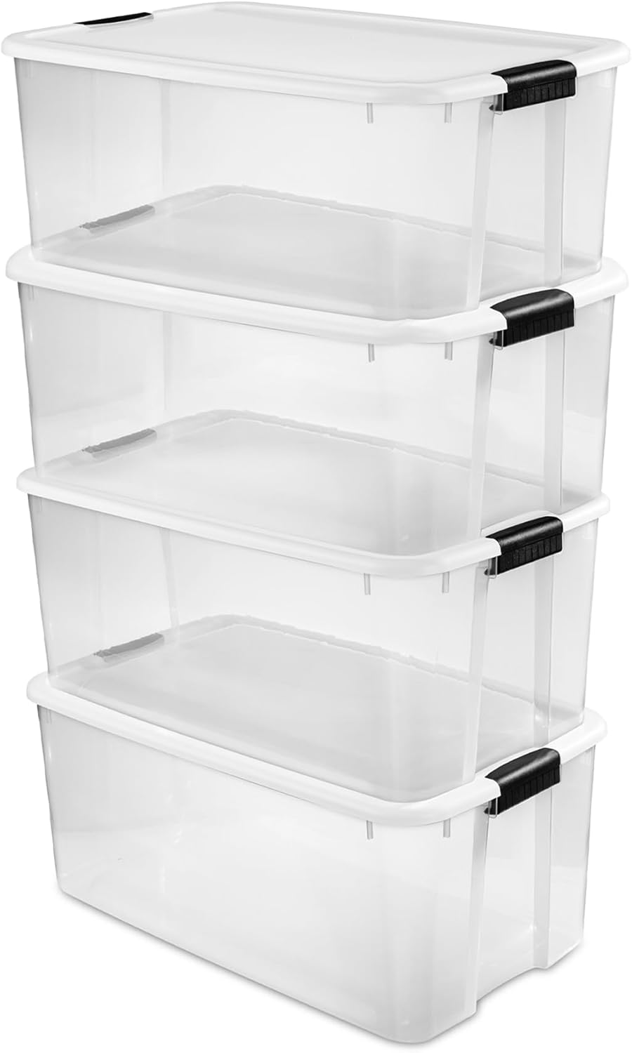 Sterilite 4-Pack Ultra Latching Box - Heavy-Duty Clear Plastic 70 Quart Storage Bins with Latching Lids, Stackable Containers for Closet, Garage, Attic, Basement, Bedroom and Office Organization detail 18