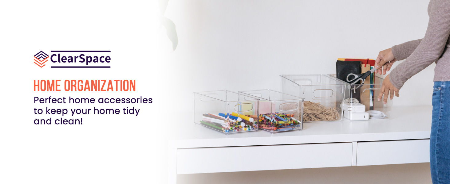 ClearSpace Clear Plastic Storage Bins - Pantry Organizers & Storage Containers, Cabinet Organizer - Home Organization Must Haves for Kitchen, Laundry Room, Office, Closet, Garage & Freezer detail 1