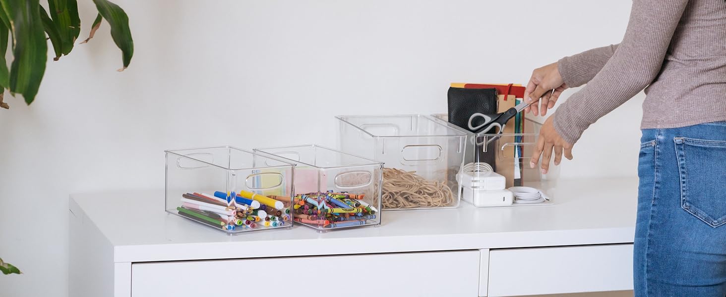 ClearSpace Clear Plastic Storage Bins - Pantry Organizers & Storage Containers, Cabinet Organizer - Home Organization Must Haves for Kitchen, Laundry Room, Office, Closet, Garage & Freezer detail 3