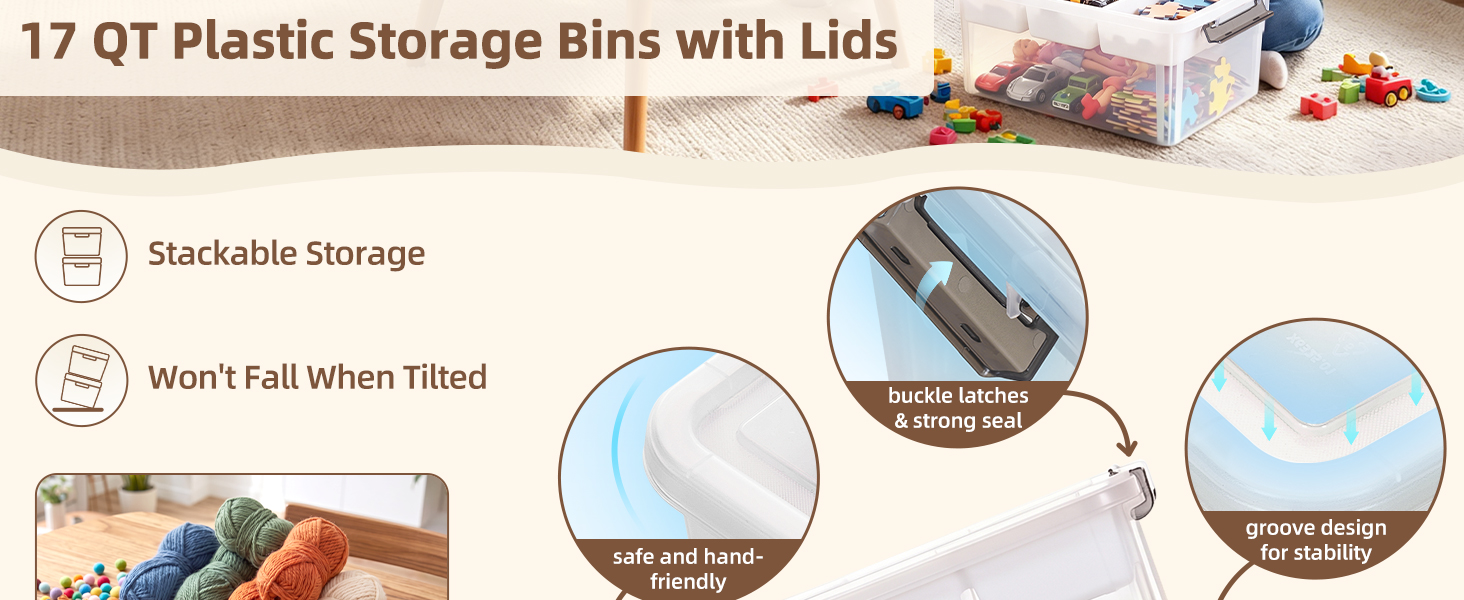 Citylife 17 QT Plastic Storage Box with Removable Tray Craft Organizers and Storage Clear Storage Container for Organizing Bead, Tool, Sewing, Playdoh detail 2