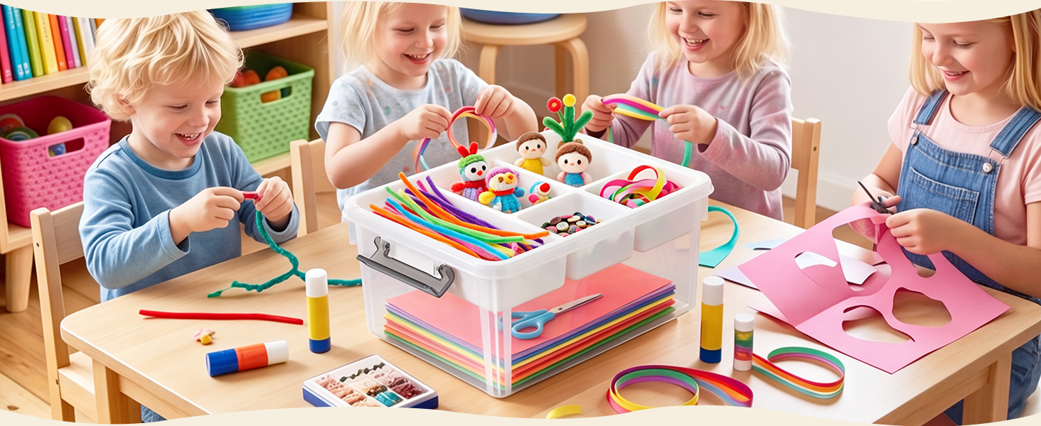 Citylife 17 QT Plastic Storage Box with Removable Tray Craft Organizers and Storage Clear Storage Container for Organizing Bead, Tool, Sewing, Playdoh detail 4