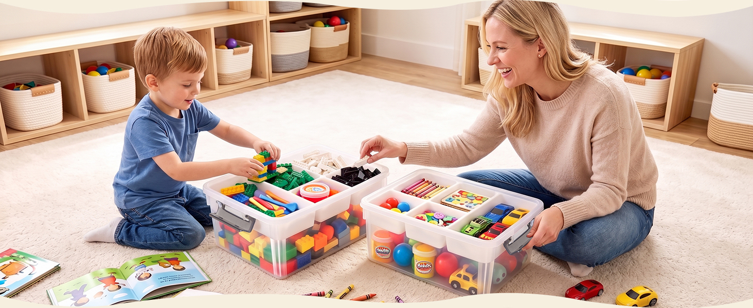 Citylife 17 QT Plastic Storage Box with Removable Tray Craft Organizers and Storage Clear Storage Container for Organizing Bead, Tool, Sewing, Playdoh detail 7