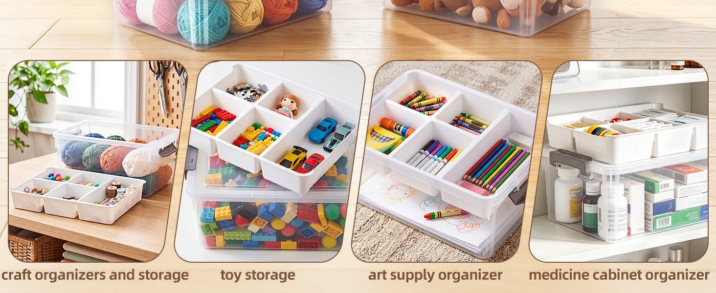 Citylife 17 QT Plastic Storage Box with Removable Tray Craft Organizers and Storage Clear Storage Container for Organizing Bead, Tool, Sewing, Playdoh detail 10