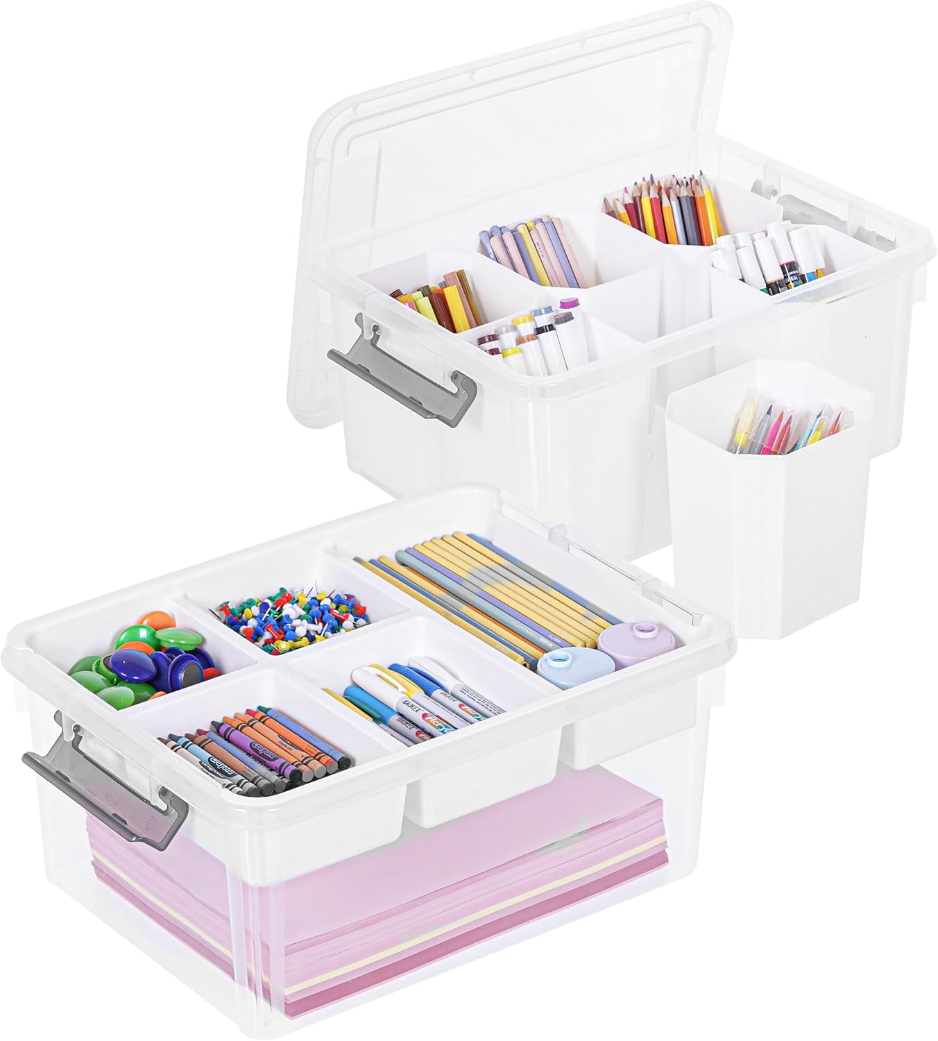 Citylife 17 QT Plastic Storage Box with Removable Tray Craft Organizers and Storage Clear Storage Container for Organizing Bead, Tool, Sewing, Playdoh detail 14