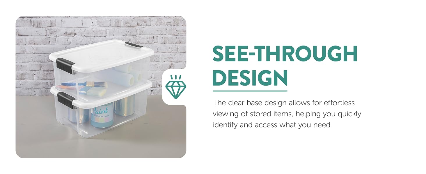 Sterilite 6-Pack Ultra Latching Box, Storage Bins with Lids, Clear Plastic, 18 Qt - Large Heavy-Duty Organizing Bin Containers for Home, Closet, Kitchen, Pantry, Bathroom, and Office detail 3