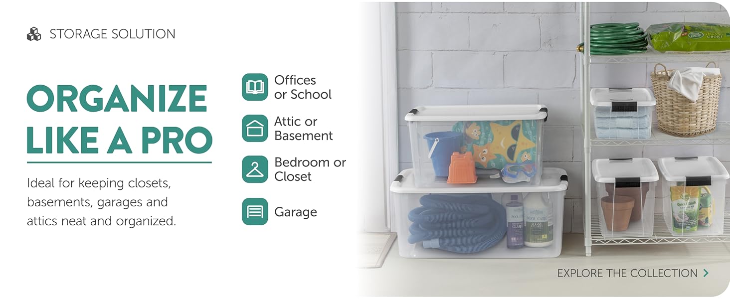 Sterilite 6-Pack Ultra Latching Box, Storage Bins with Lids, Clear Plastic, 18 Qt - Large Heavy-Duty Organizing Bin Containers for Home, Closet, Kitchen, Pantry, Bathroom, and Office detail 5