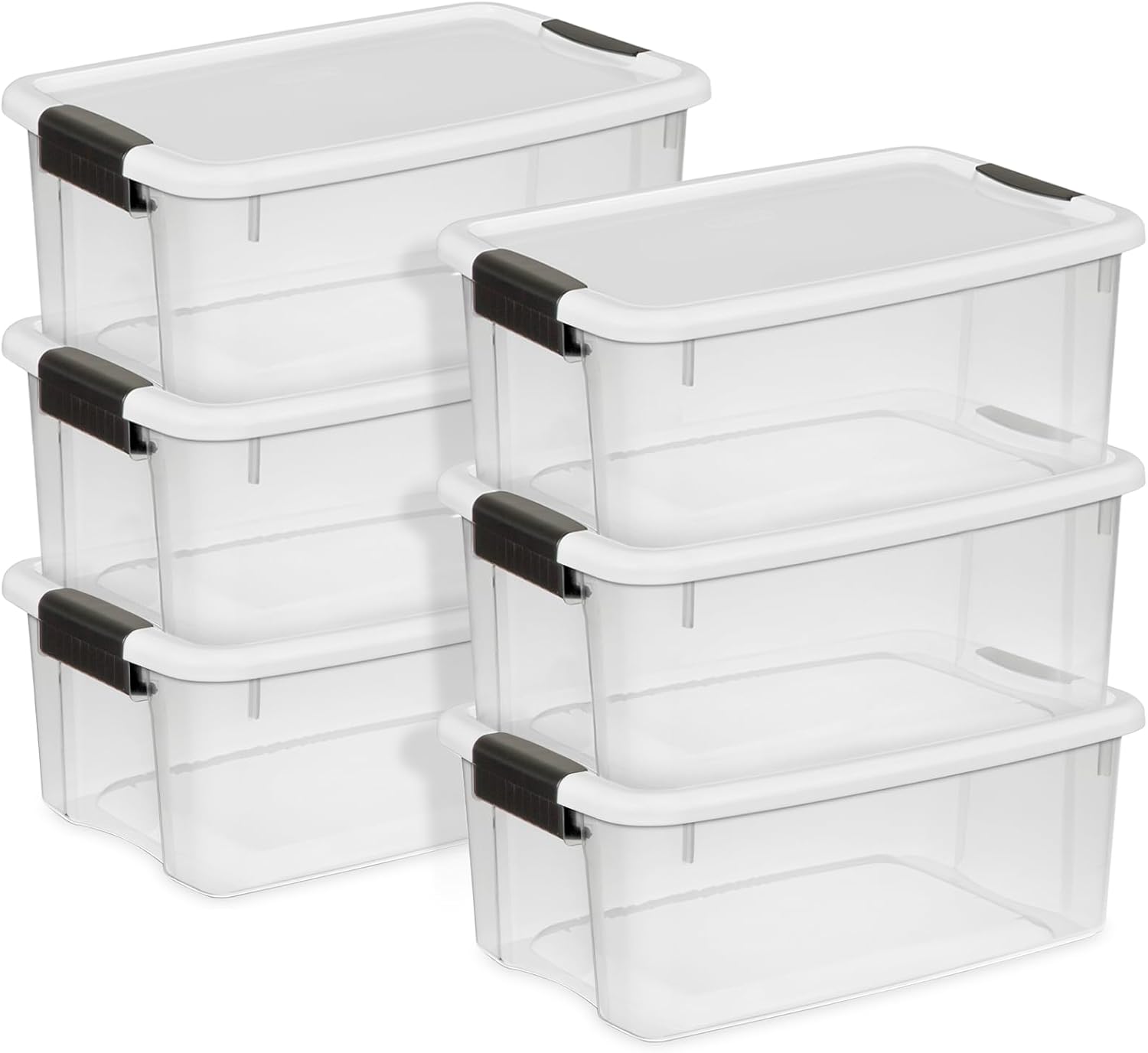 Sterilite 6-Pack Ultra Latching Box, Storage Bins with Lids, Clear Plastic, 18 Qt - Large Heavy-Duty Organizing Bin Containers for Home, Closet, Kitchen, Pantry, Bathroom, and Office detail 16