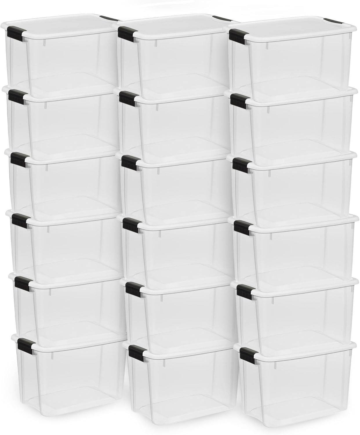 Sterilite 6-Pack Ultra Latching Box, Storage Bins with Lids, Clear Plastic, 18 Qt - Large Heavy-Duty Organizing Bin Containers for Home, Closet, Kitchen, Pantry, Bathroom, and Office detail 18