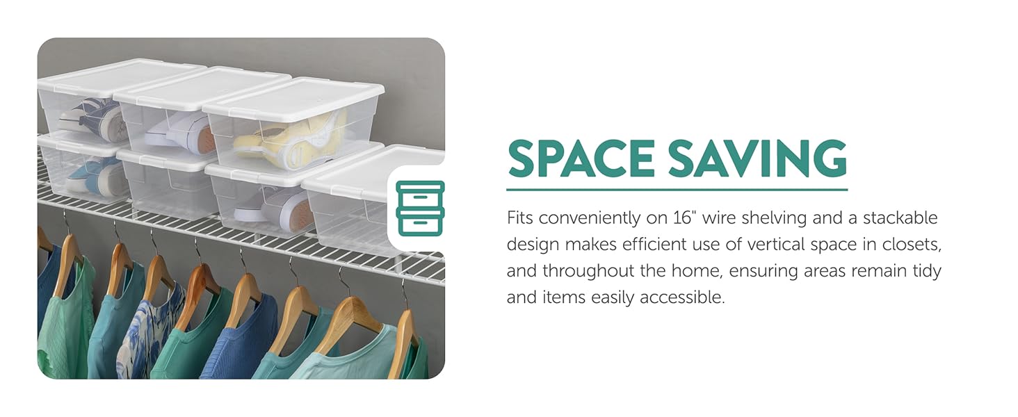 Sterilite 12-Pack 6 Quart Storage Boxes, Stackable Clear Plastic Bins with Snap-On Lids - Heavy-Duty Organizing Containers for Closet, Bathroom, and Office detail 2