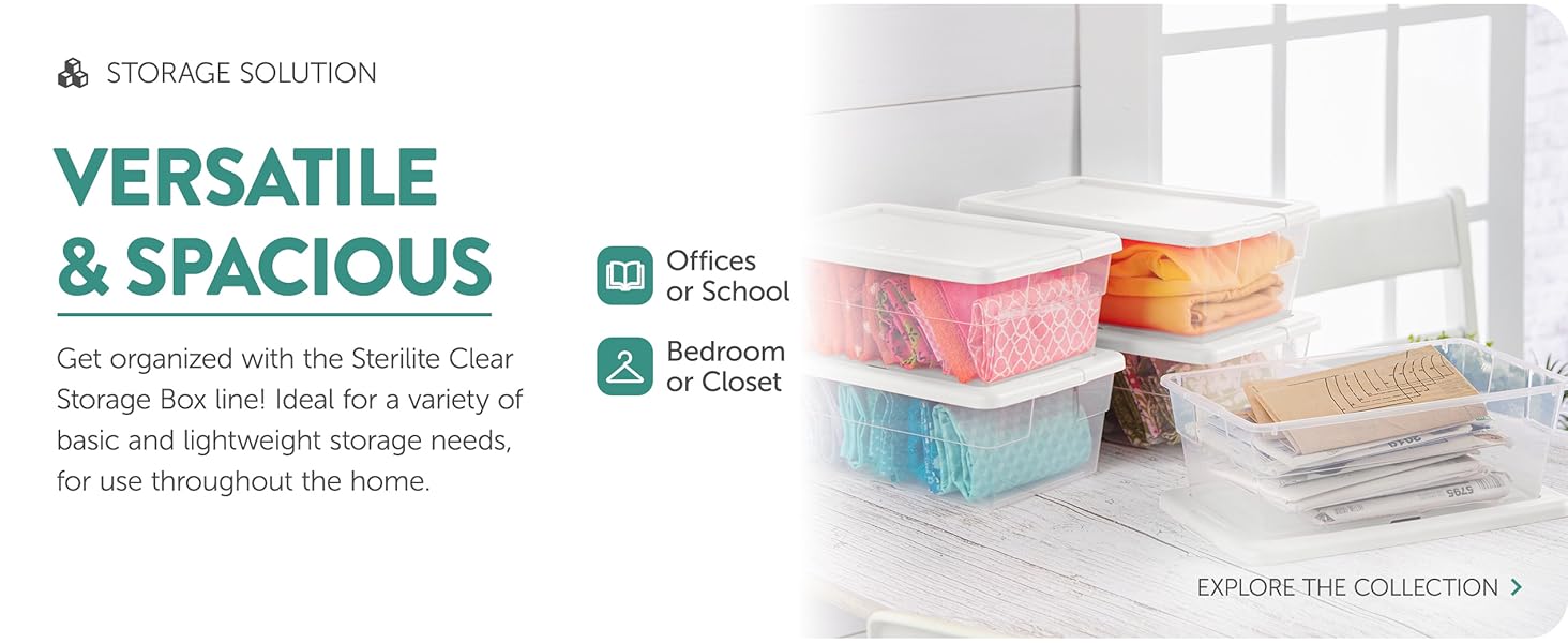 Sterilite 12-Pack 6 Quart Storage Boxes, Stackable Clear Plastic Bins with Snap-On Lids - Heavy-Duty Organizing Containers for Closet, Bathroom, and Office detail 5