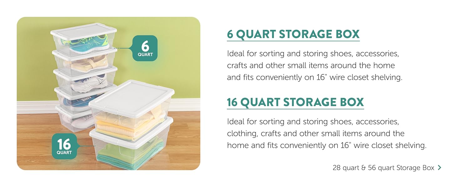 Sterilite 12-Pack 6 Quart Storage Boxes, Stackable Clear Plastic Bins with Snap-On Lids - Heavy-Duty Organizing Containers for Closet, Bathroom, and Office detail 6