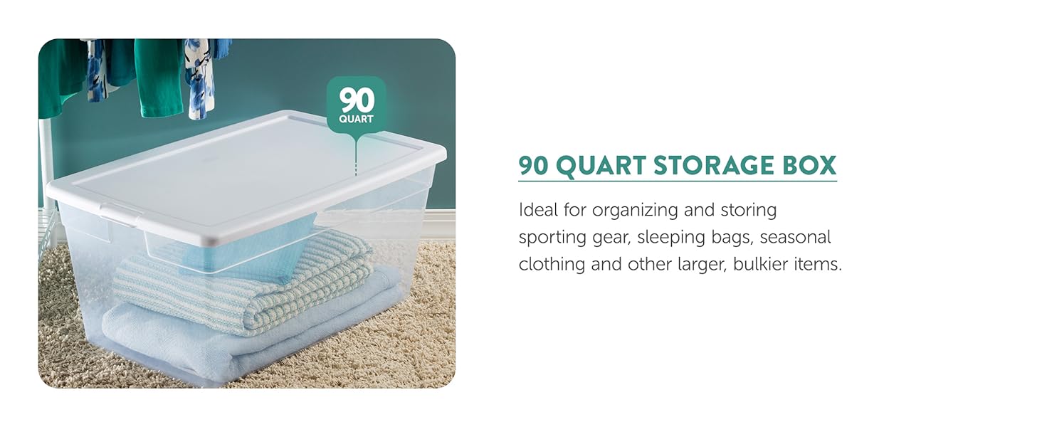 Sterilite 12-Pack 6 Quart Storage Boxes, Stackable Clear Plastic Bins with Snap-On Lids - Heavy-Duty Organizing Containers for Closet, Bathroom, and Office detail 9