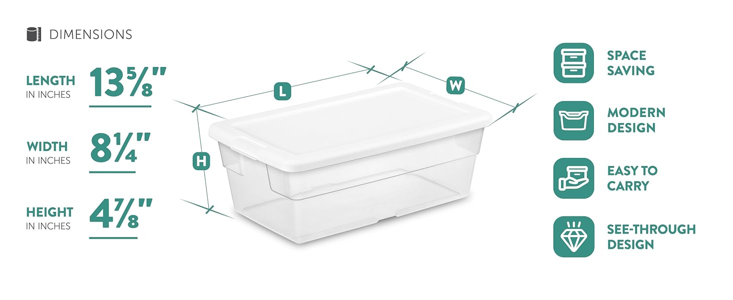 Sterilite 12-Pack 6 Quart Storage Boxes, Stackable Clear Plastic Bins with Snap-On Lids - Heavy-Duty Organizing Containers for Closet, Bathroom, and Office detail 10
