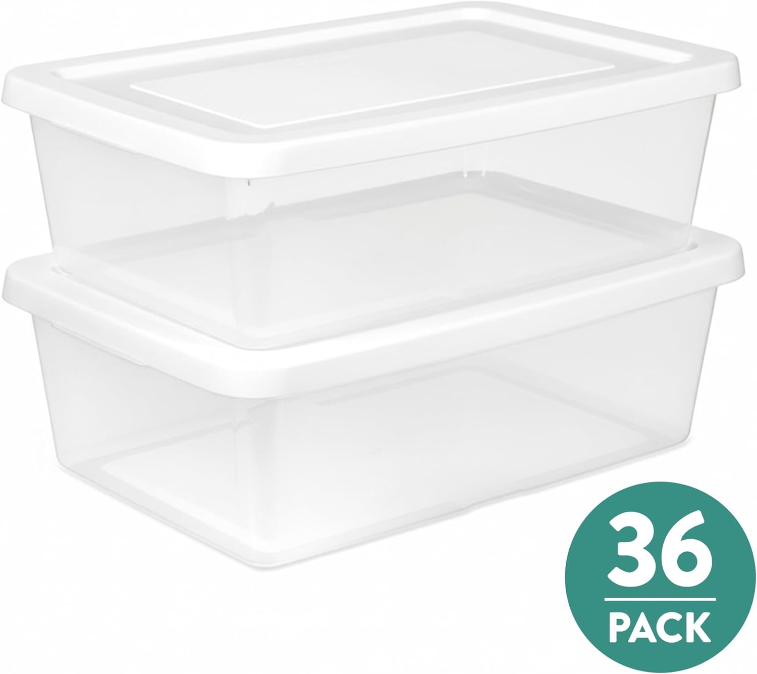 Sterilite 12-Pack 6 Quart Storage Boxes, Stackable Clear Plastic Bins with Snap-On Lids - Heavy-Duty Organizing Containers for Closet, Bathroom, and Office detail 12