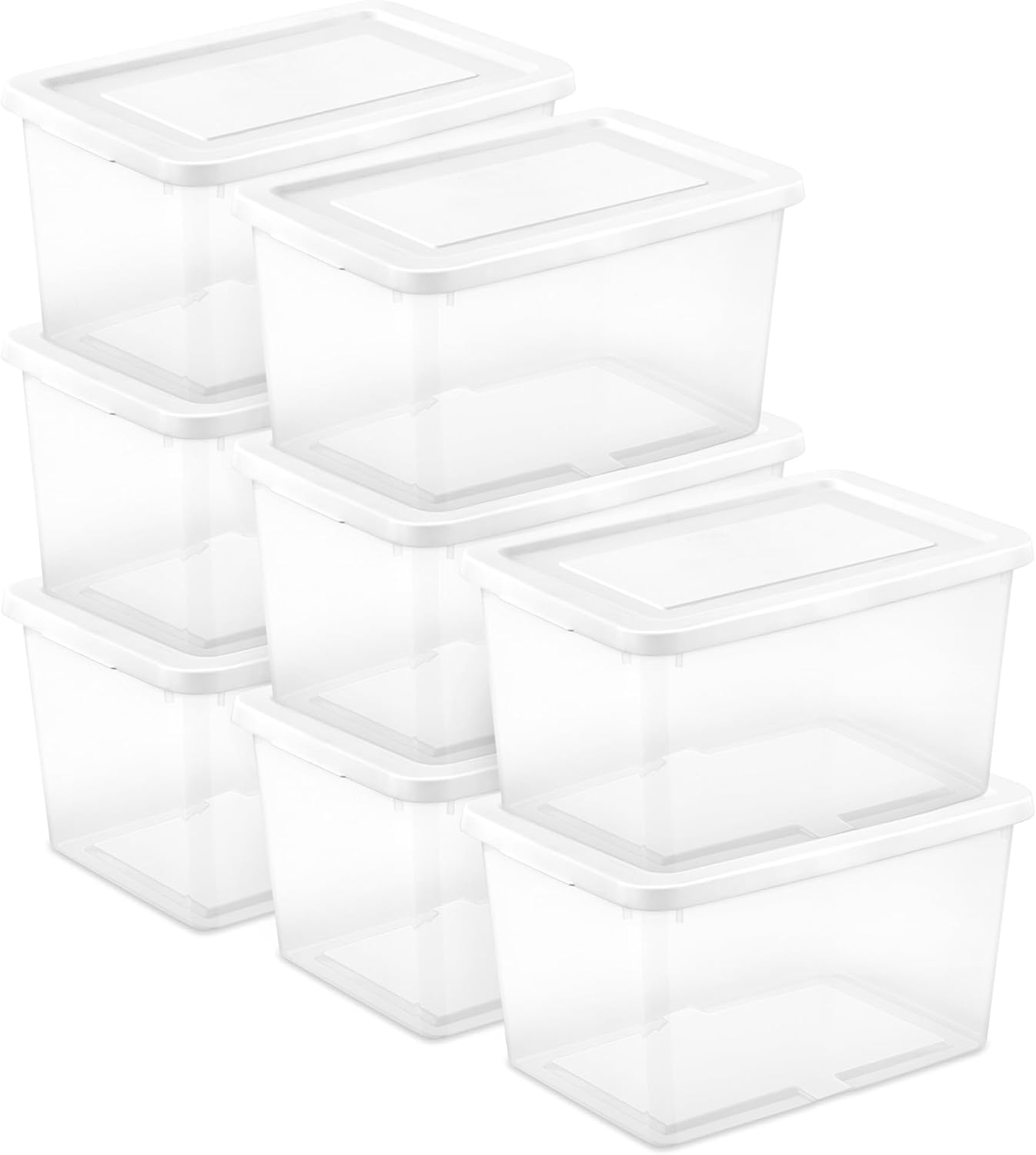 Sterilite 12-Pack 6 Quart Storage Boxes, Stackable Clear Plastic Bins with Snap-On Lids - Heavy-Duty Organizing Containers for Closet, Bathroom, and Office detail 13