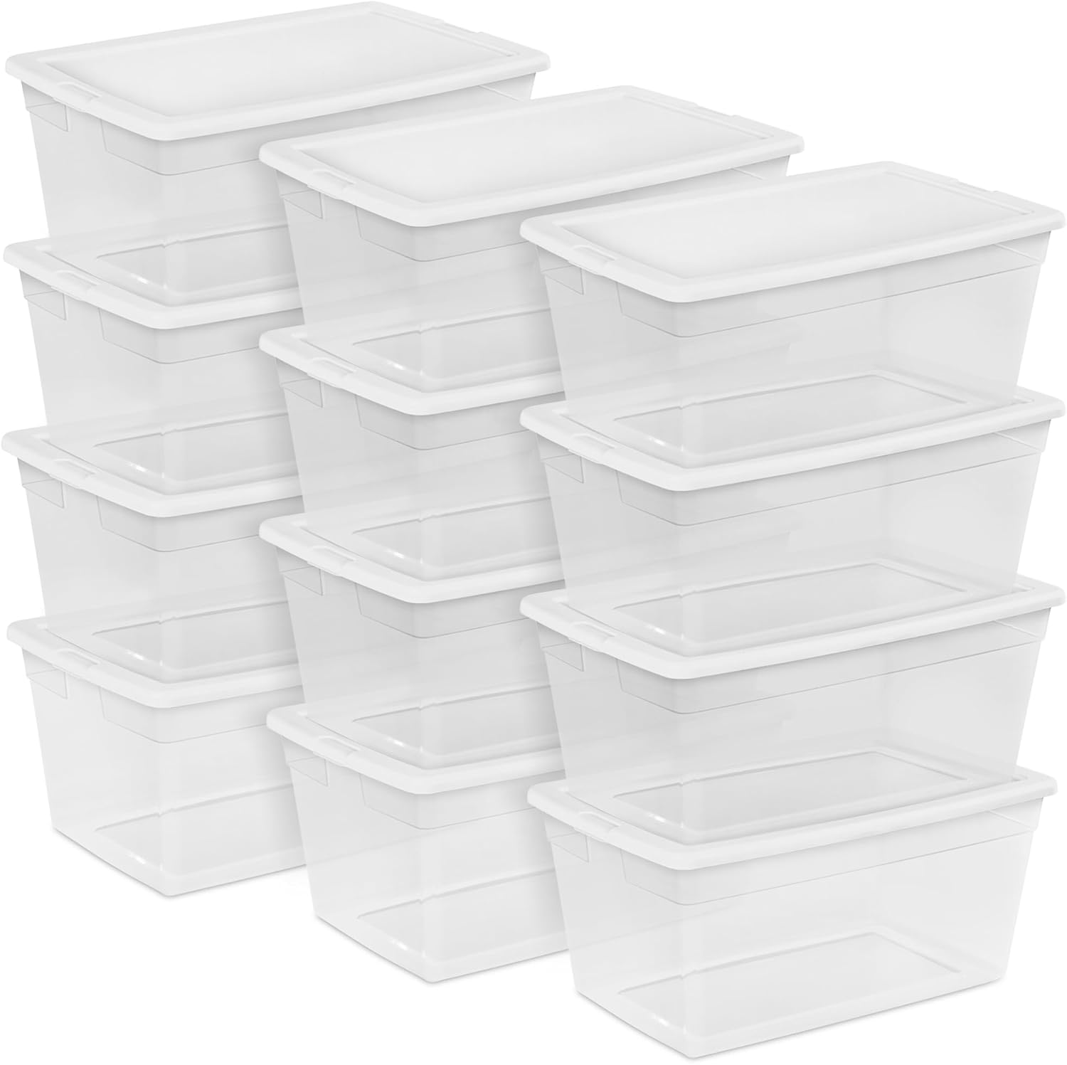 Sterilite 12-Pack 6 Quart Storage Boxes, Stackable Clear Plastic Bins with Snap-On Lids - Heavy-Duty Organizing Containers for Closet, Bathroom, and Office detail 14