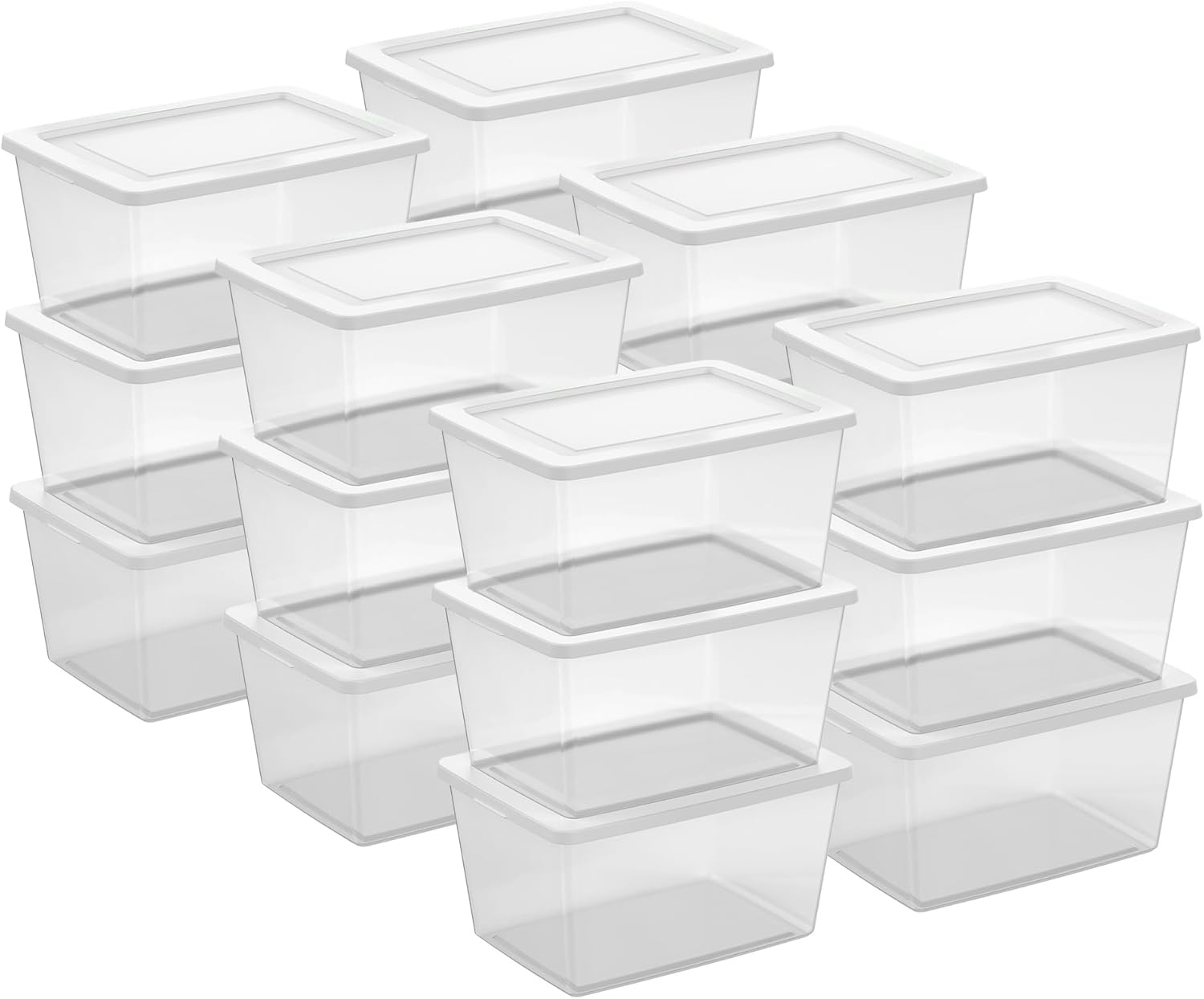 Sterilite 12-Pack 6 Quart Storage Boxes, Stackable Clear Plastic Bins with Snap-On Lids - Heavy-Duty Organizing Containers for Closet, Bathroom, and Office detail 18