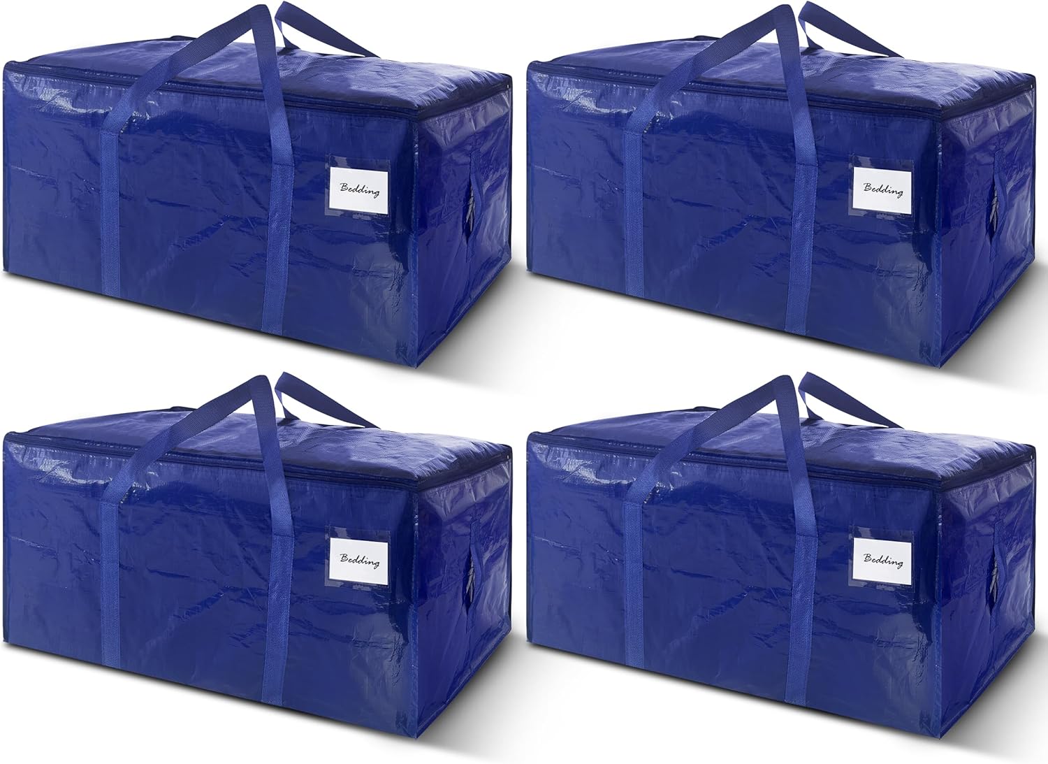 8 Pack Extra Heavy Duty Large Moving Bags with Strong Zipper & Carrying Handles, Sturdy Clothes Storage Bags Totes Bins, Packing Bag Move Boxes College Moving Supplies, Dark Blue - 24 gal detail 8