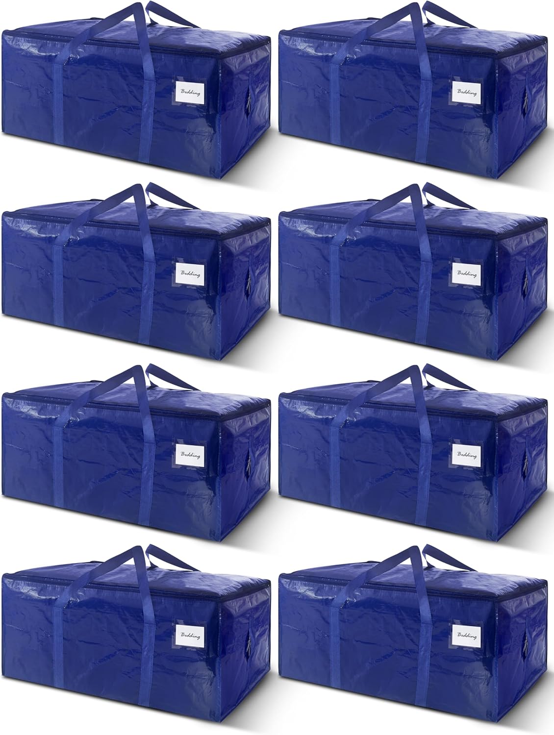 8 Pack Extra Heavy Duty Large Moving Bags with Strong Zipper & Carrying Handles, Sturdy Clothes Storage Bags Totes Bins, Packing Bag Move Boxes College Moving Supplies, Dark Blue - 24 gal detail 12
