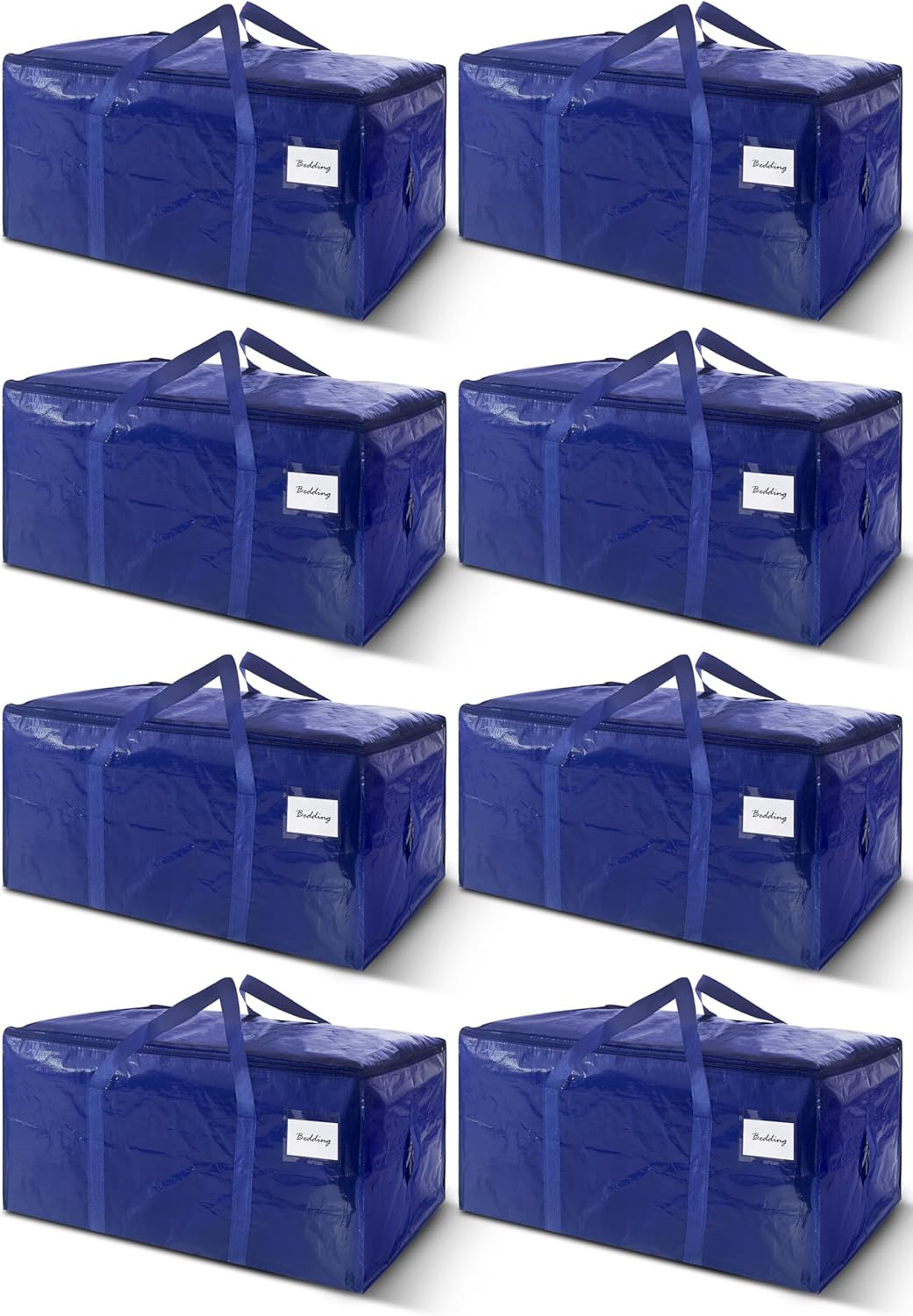 8 Pack Extra Heavy Duty Large Moving Bags with Strong Zipper & Carrying Handles, Sturdy Clothes Storage Bags Totes Bins, Packing Bag Move Boxes College Moving Supplies, Dark Blue - 24 gal detail 14