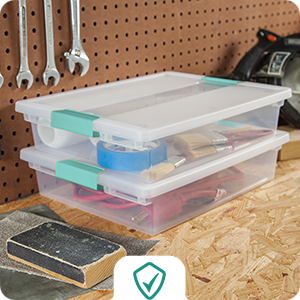 Sterilite 6-Pack Clip Box, Stackable Clear Plastic Bins with Latching Lids, Large - Writing, Arts or Crafts Supplies Storage Containers for Home, Office, Classroom and Workshop Organization detail 3