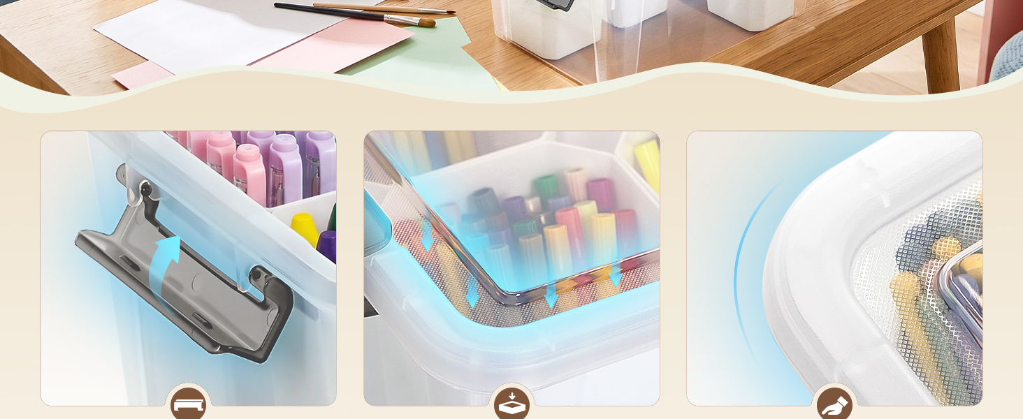 Citylife 17 QT Plastic Storage Bins Clear Storage Box with Lids Multipurpose Stackable Storage Containers for Organizing Tool, Craft, Crayon detail 2