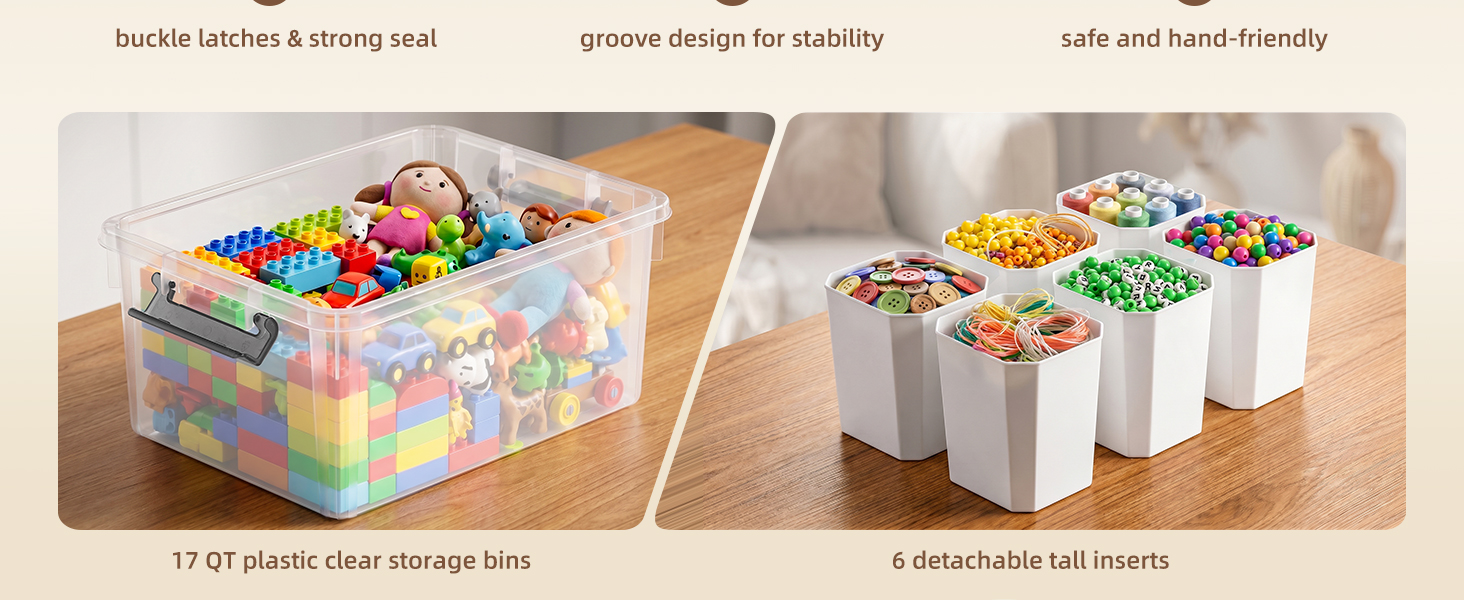 Citylife 17 QT Plastic Storage Bins Clear Storage Box with Lids Multipurpose Stackable Storage Containers for Organizing Tool, Craft, Crayon detail 3