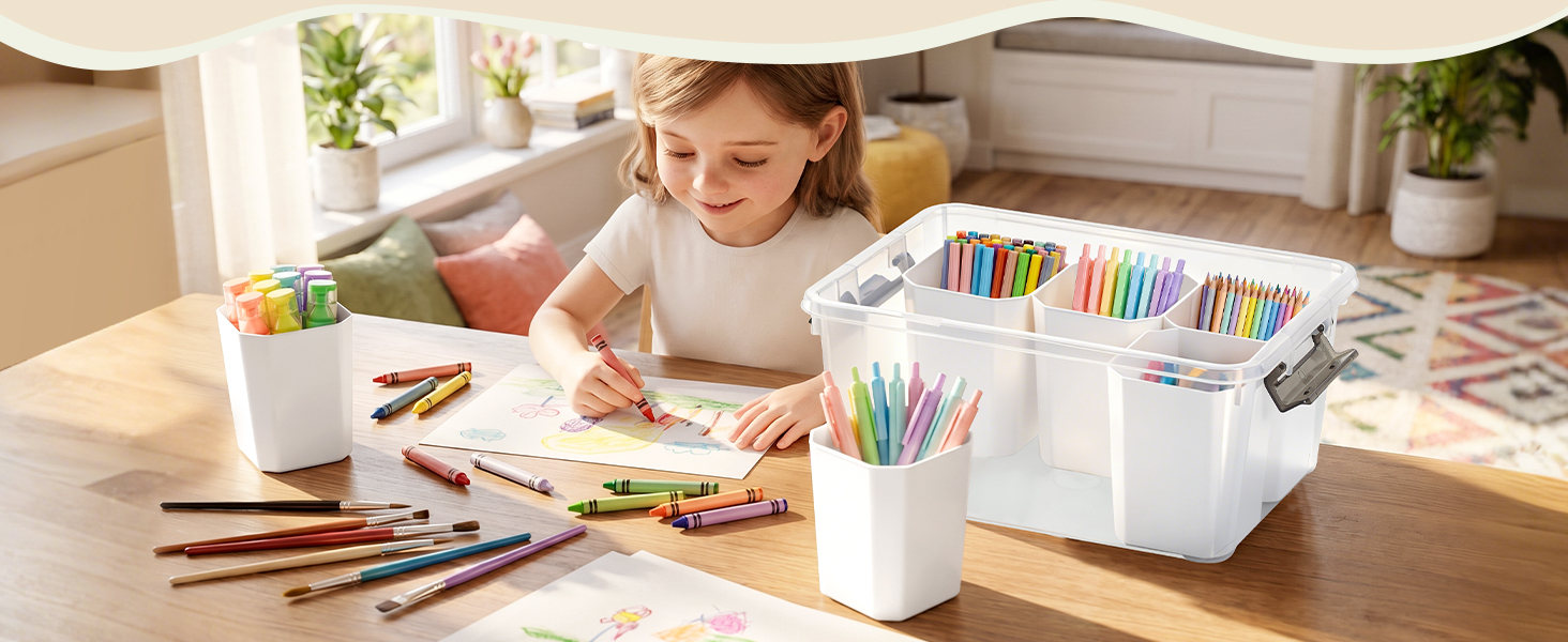 Citylife 17 QT Plastic Storage Bins Clear Storage Box with Lids Multipurpose Stackable Storage Containers for Organizing Tool, Craft, Crayon detail 4
