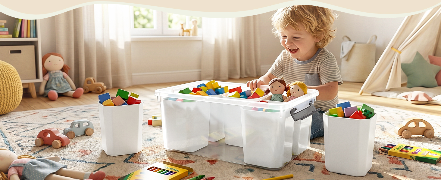 Citylife 17 QT Plastic Storage Bins Clear Storage Box with Lids Multipurpose Stackable Storage Containers for Organizing Tool, Craft, Crayon detail 6