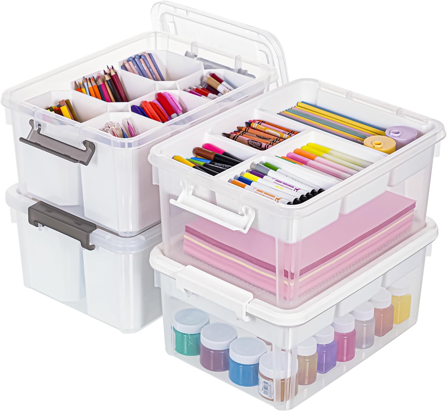 Citylife 17 QT Plastic Storage Bins Clear Storage Box with Lids Multipurpose Stackable Storage Containers for Organizing Tool, Craft, Crayon detail 9